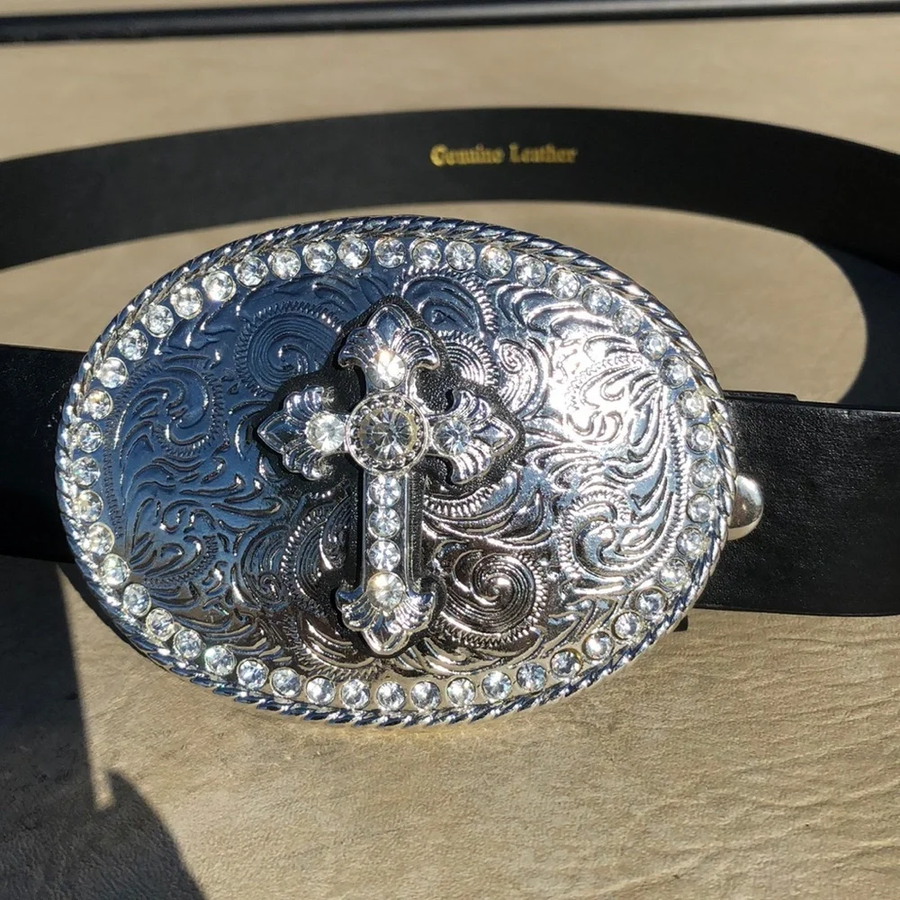 Genuine Leather Black Cross Belt